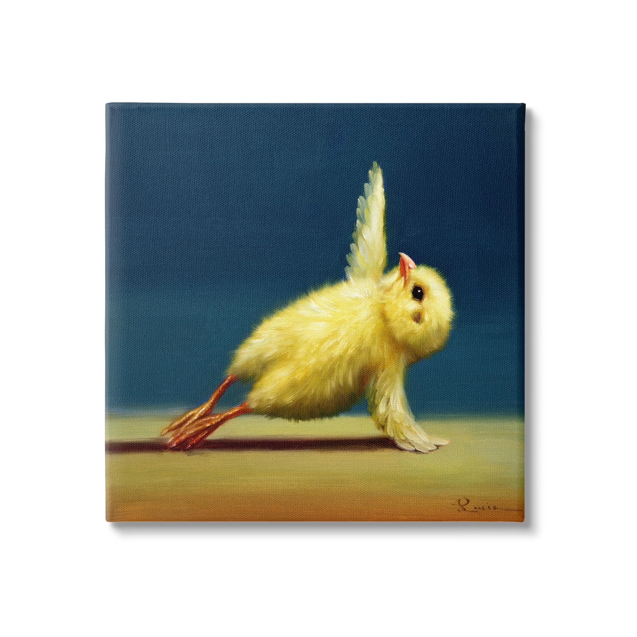 Stupell Industries Cute Yellow Chick Stretching Yoga Canvas Wall Art